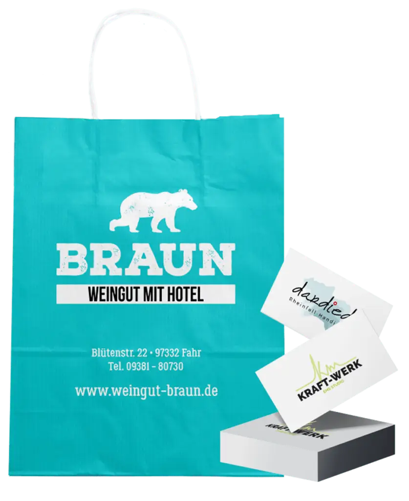 Collage Tüte und Visitenkarten